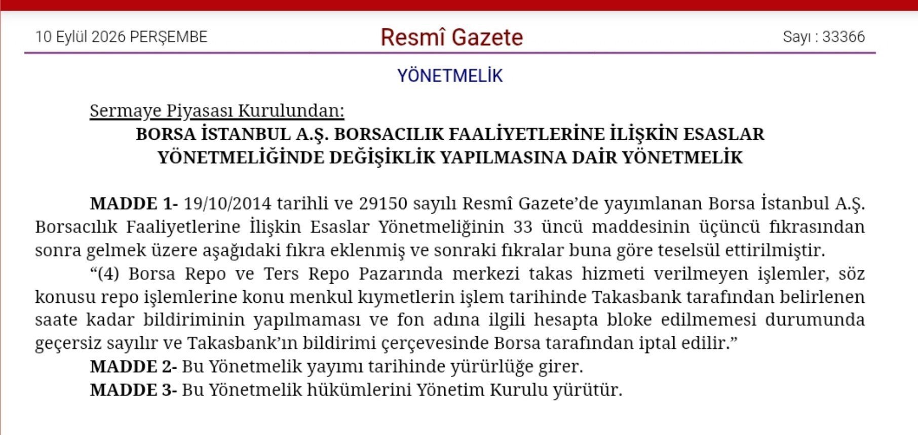 repo ve ters repo işlemlerine spk düzenlemesi